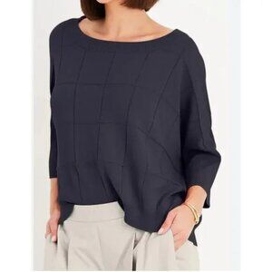 PLANET By LAUREN G Boxes Pima Cotton Boxy Oversized Crewneck Sweater, One Size